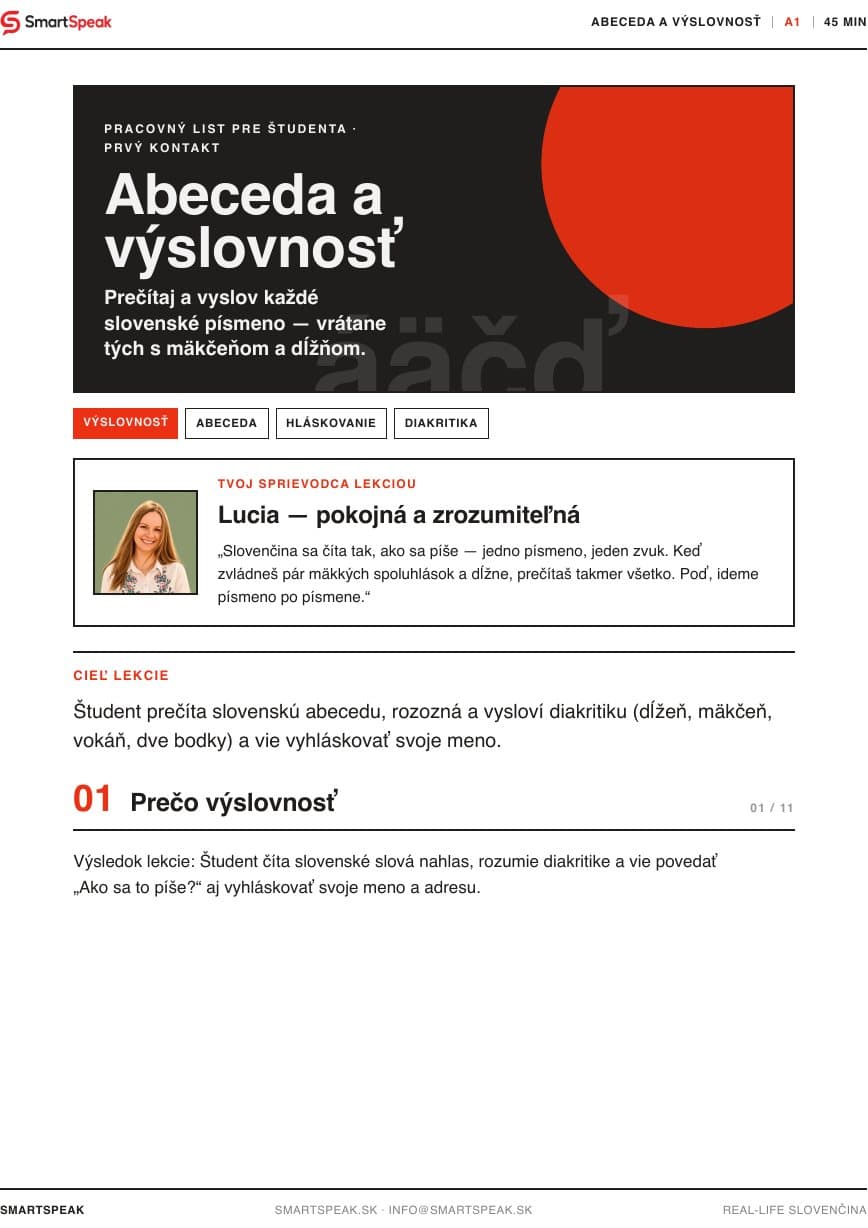 Titulný vizuál lekcie Abeceda a výslovnosť