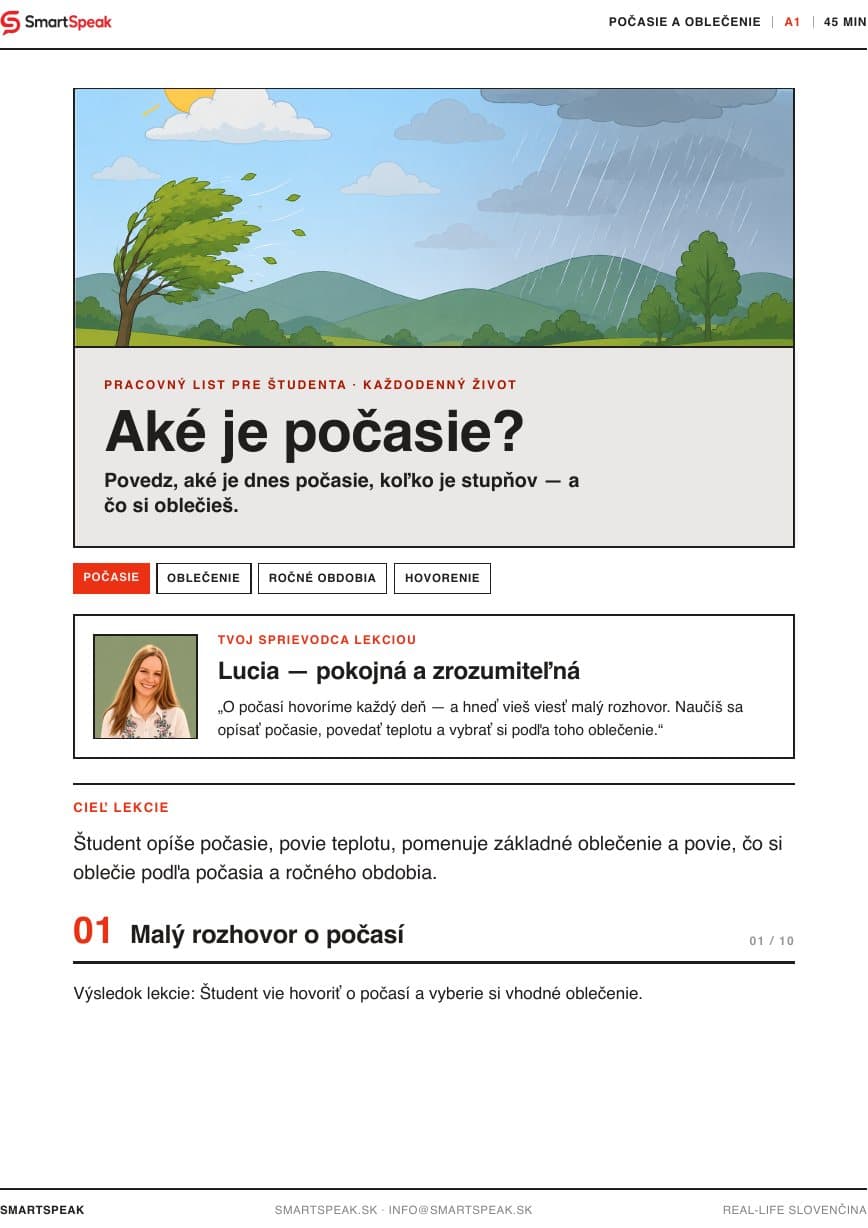 Titulný vizuál lekcie Aké je počasie?
