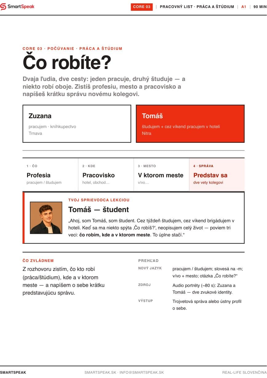 Titulný vizuál lekcie Čo robíte?