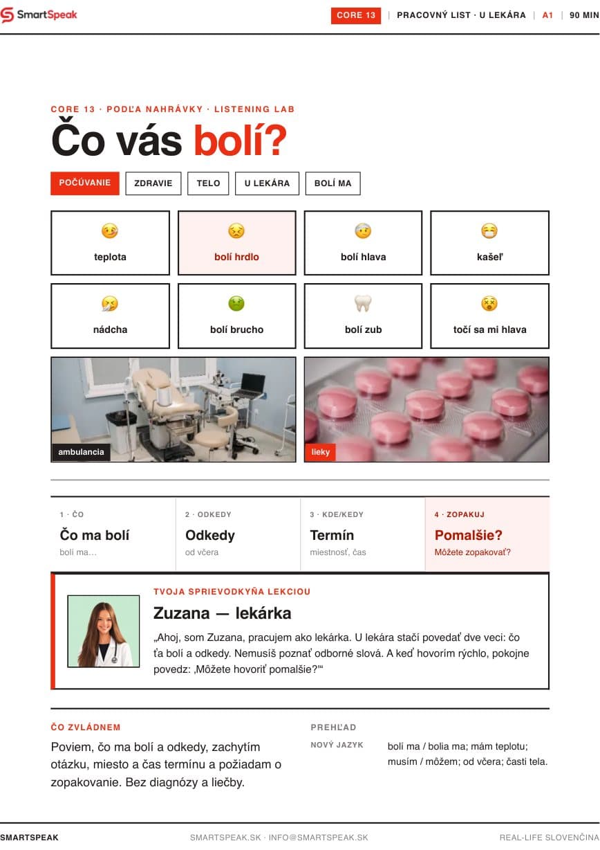 Titulný vizuál lekcie Čo vás bolí?