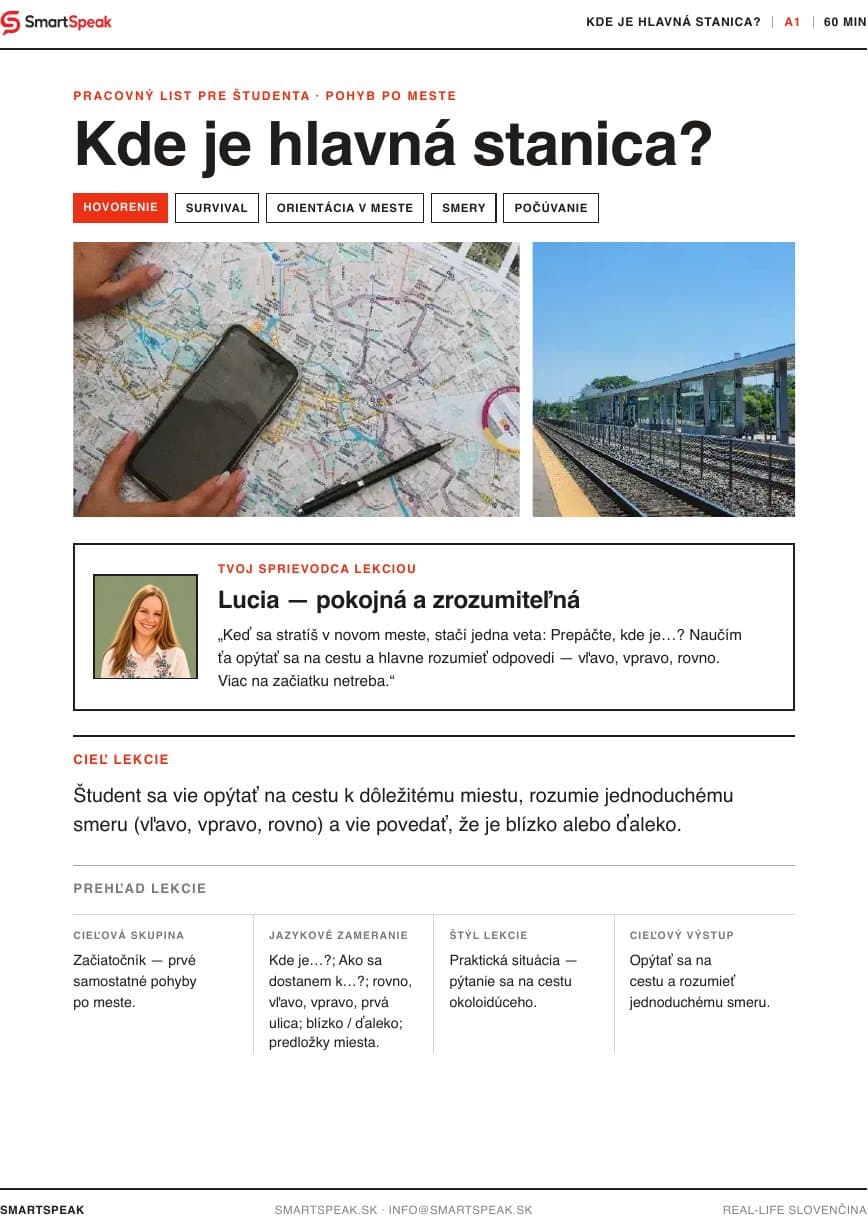 Titulný vizuál lekcie Kde je hlavná stanica?