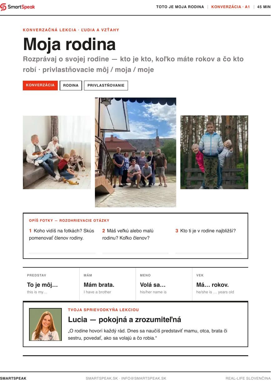 Titulný vizuál lekcie Moja rodina