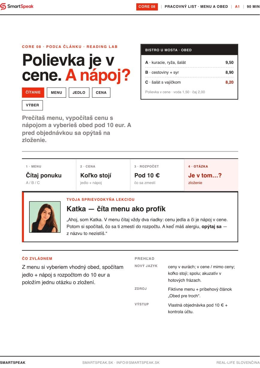 Titulný vizuál lekcie Polievka je v cene. A nápoj?