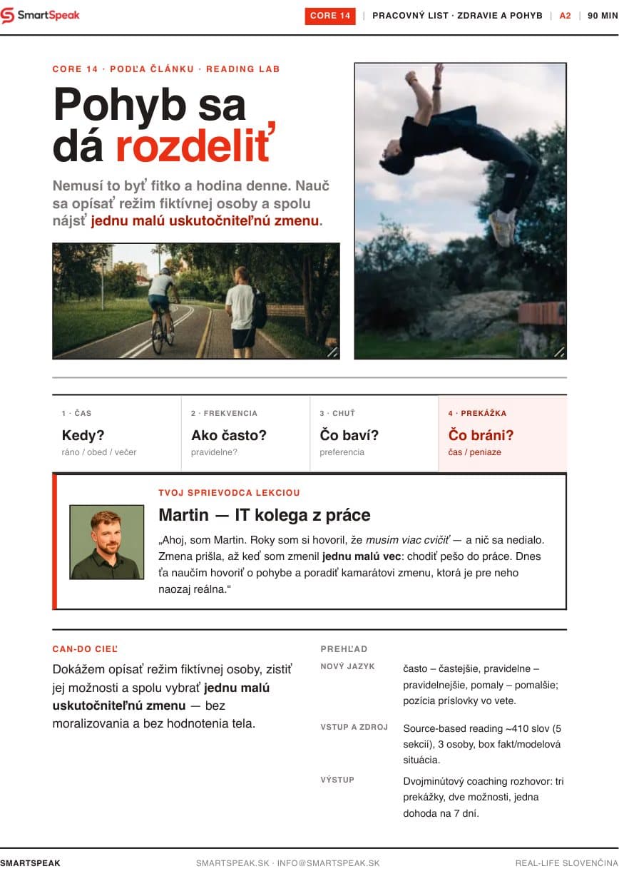 Titulný vizuál lekcie Šport a zdravý režim