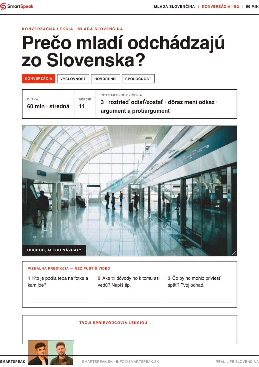 Titulný vizuál lekcie Prečo mladí odchádzajú zo Slovenska?