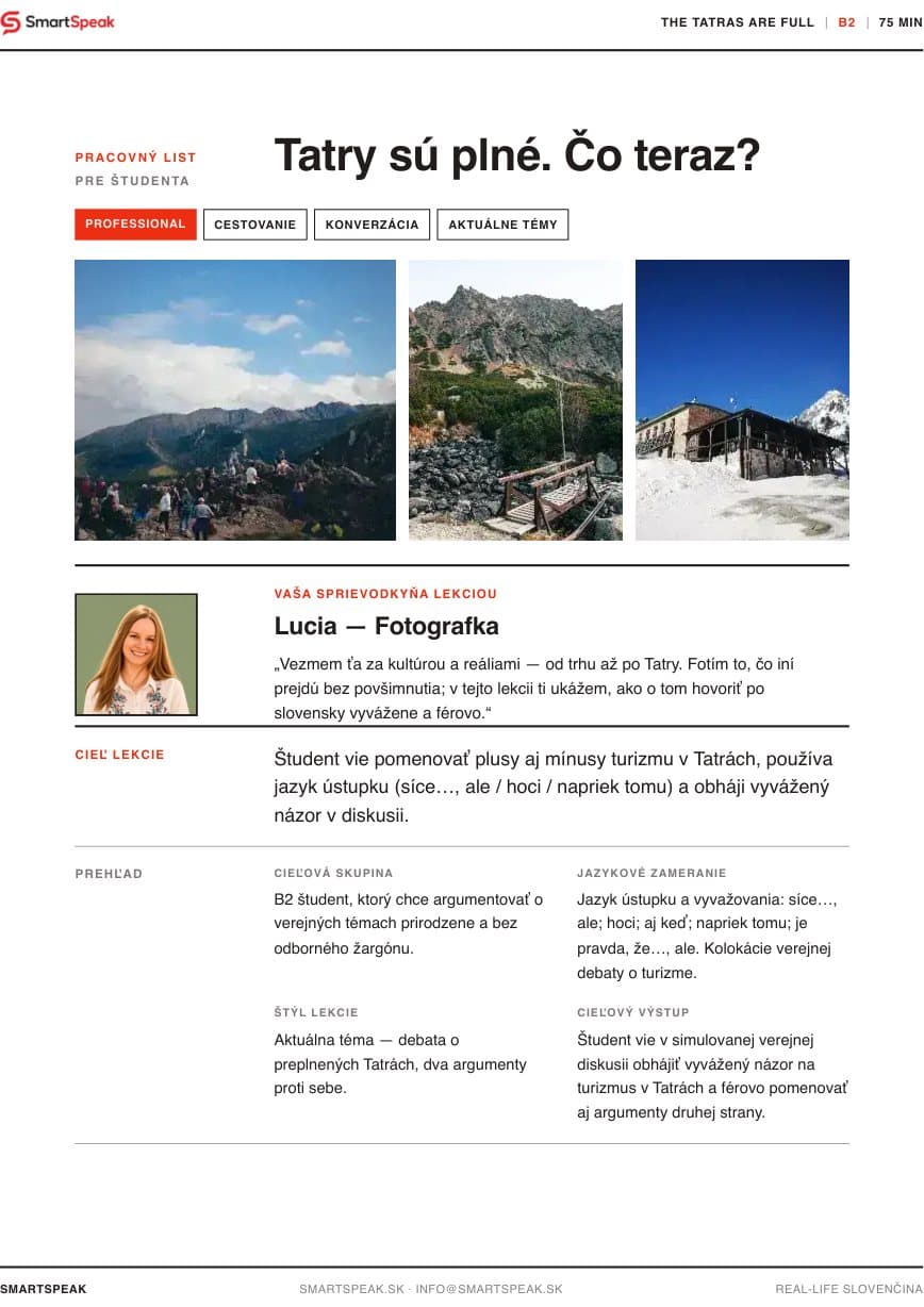 Titulný vizuál lekcie Tatry sú plné. Čo teraz?
