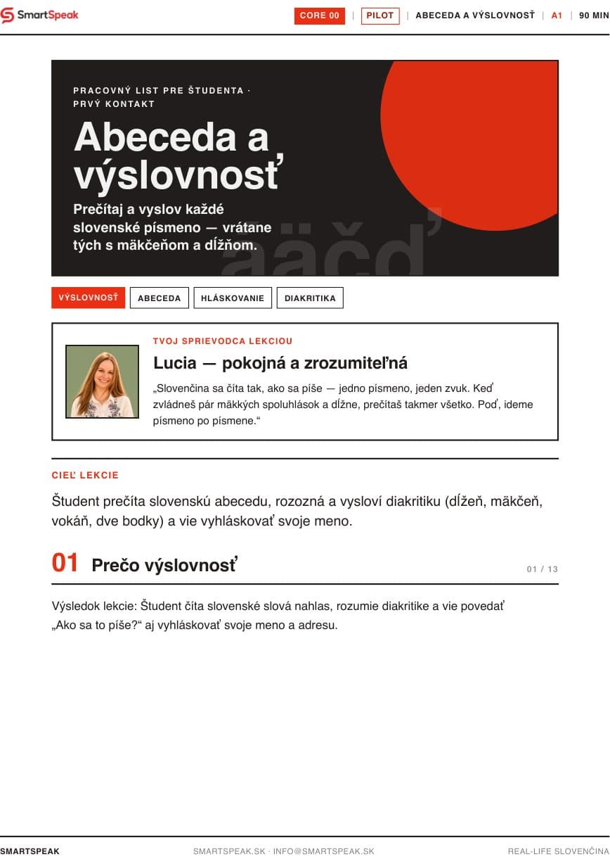 Titulný vizuál lekcie Abeceda a výslovnosť