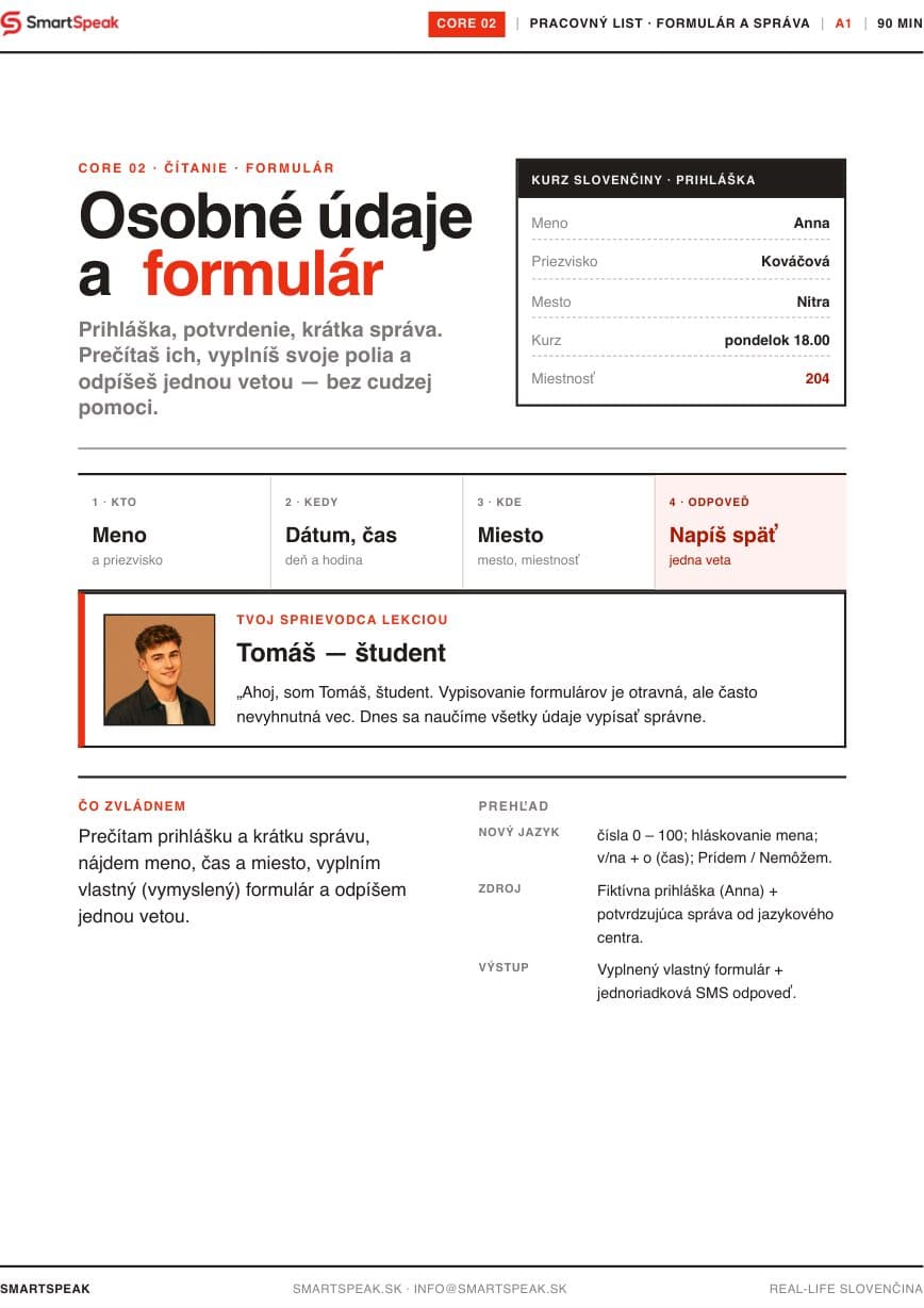 Titulný vizuál lekcie Osobné údaje a formulár
